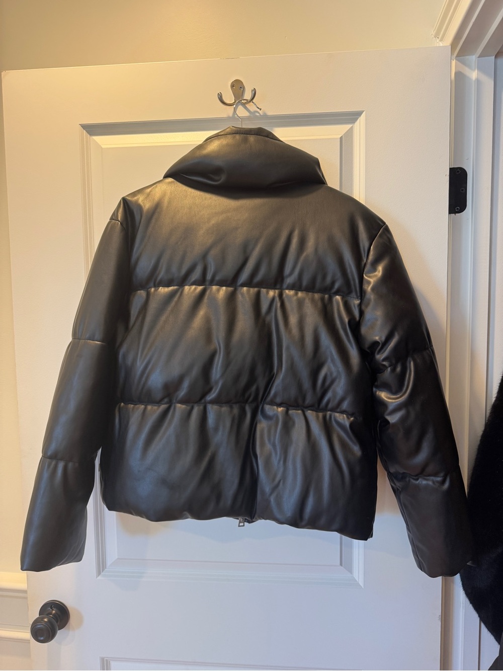 LEVI Black Faux Leather Puffer Jacket - Women - Picture 5 of 7